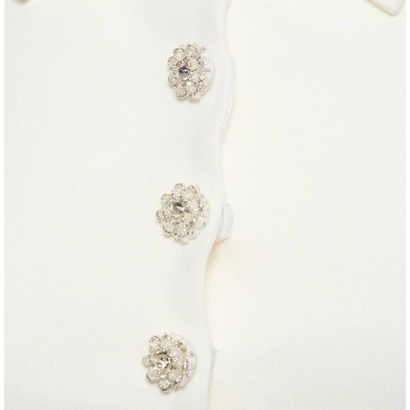 NWT$640 Self-Portrait White Buttoned Crepe Sleeveless Blazer Top Sz 4 - Picture 4 of 13